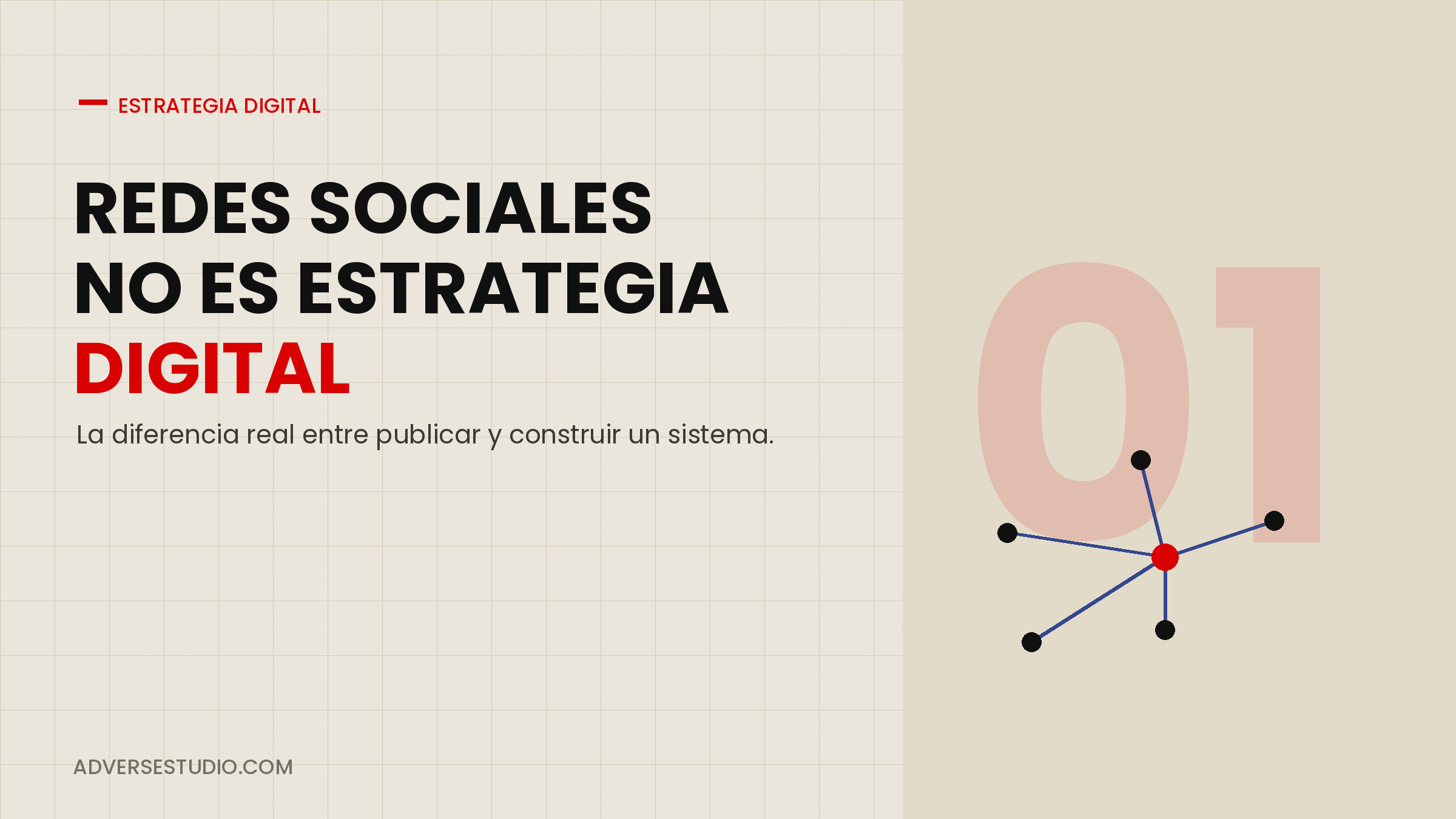 Portada del artículo: Redes sociales no es estrategia digital, con ícono de sistema conectado
